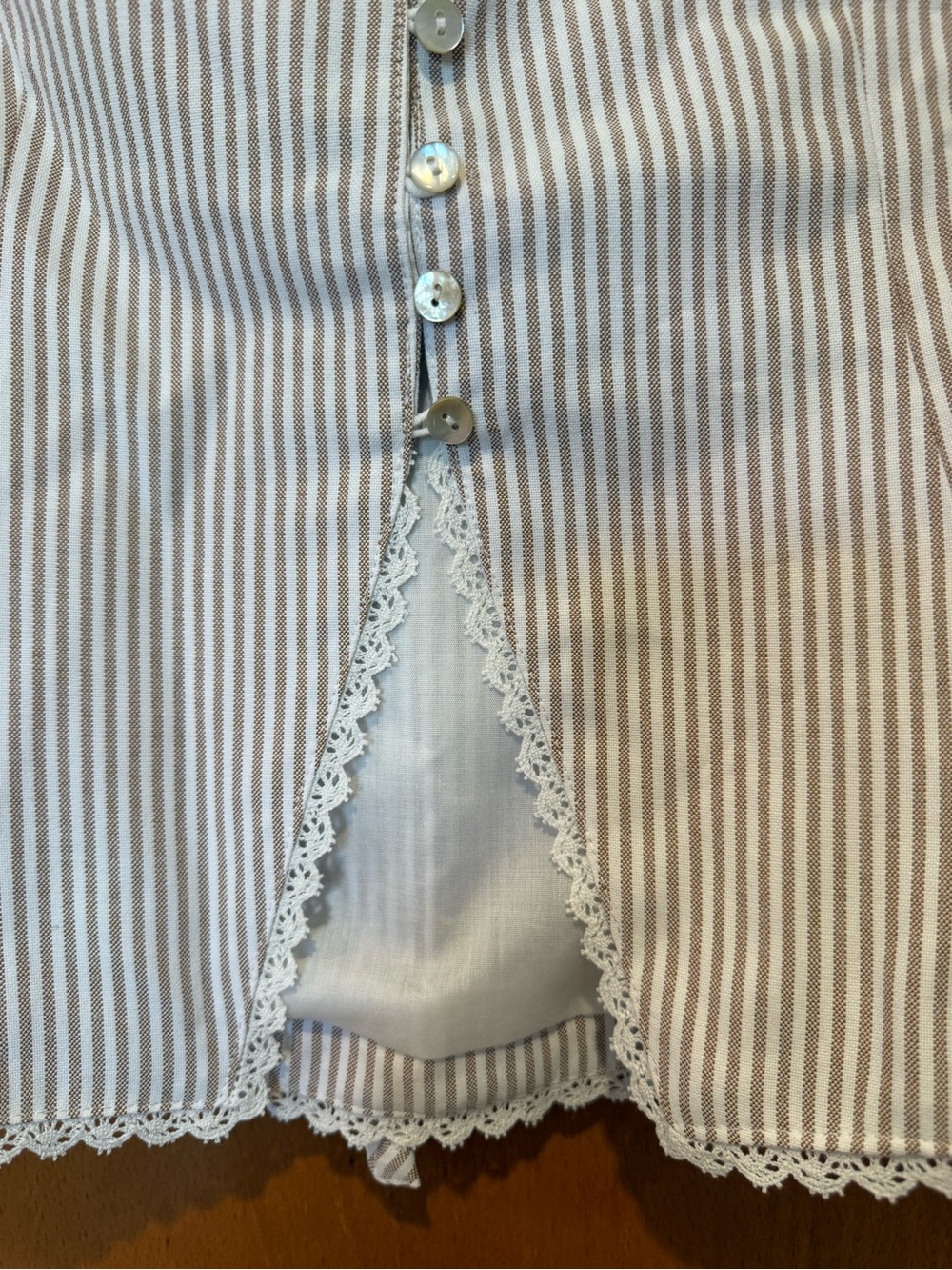 Striped Lace Trim Button-Front Tank Top - Picture 6 of 9